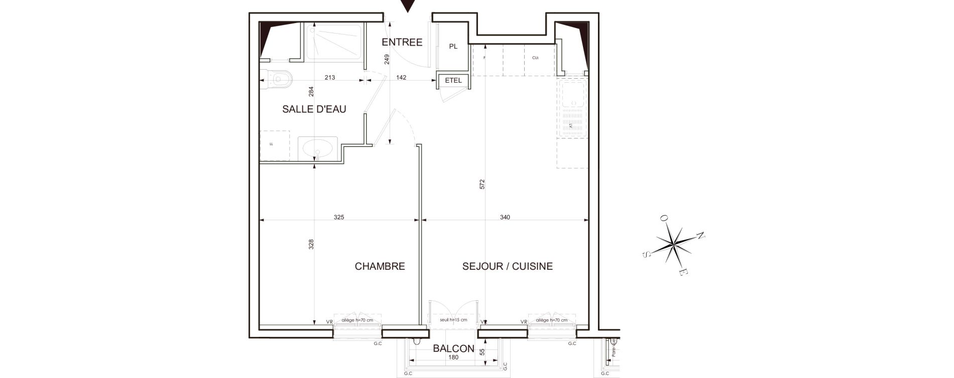 Appartement T2 de 38,30 m2 au Blanc-Mesnil Centre