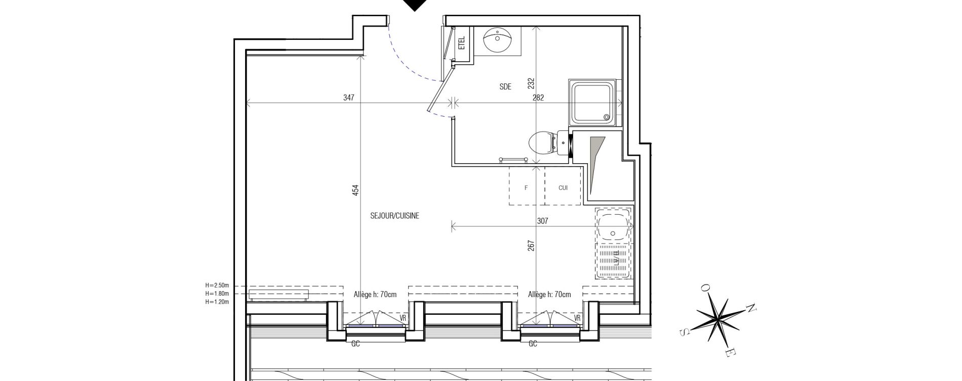 Appartement T1 de 27,66 m2 au Blanc-Mesnil Centre