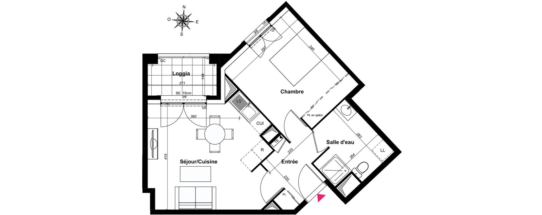 Appartement T2 de 44,18 m2 au Blanc-Mesnil Centre