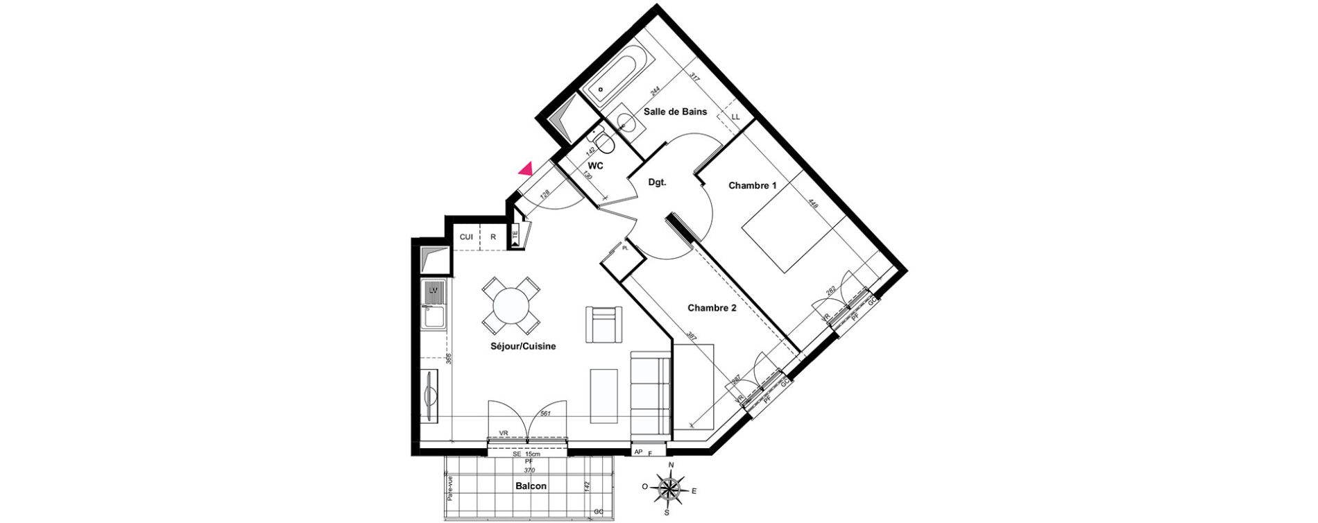 Appartement T3 de 59,00 m2 au Blanc-Mesnil Centre