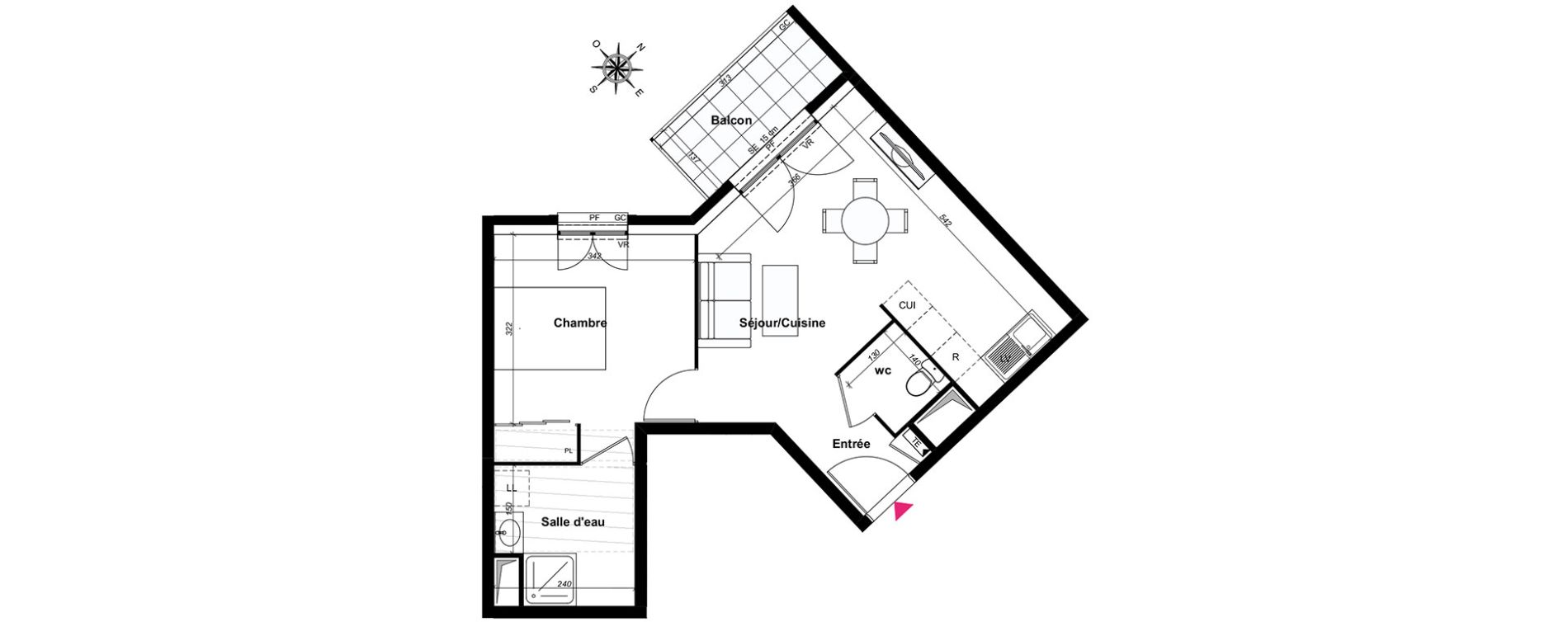 Appartement T2 de 43,51 m2 au Blanc-Mesnil Centre