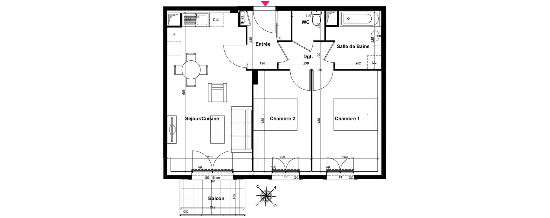 Appartement T3 de 61,48 m2 au Blanc-Mesnil Centre