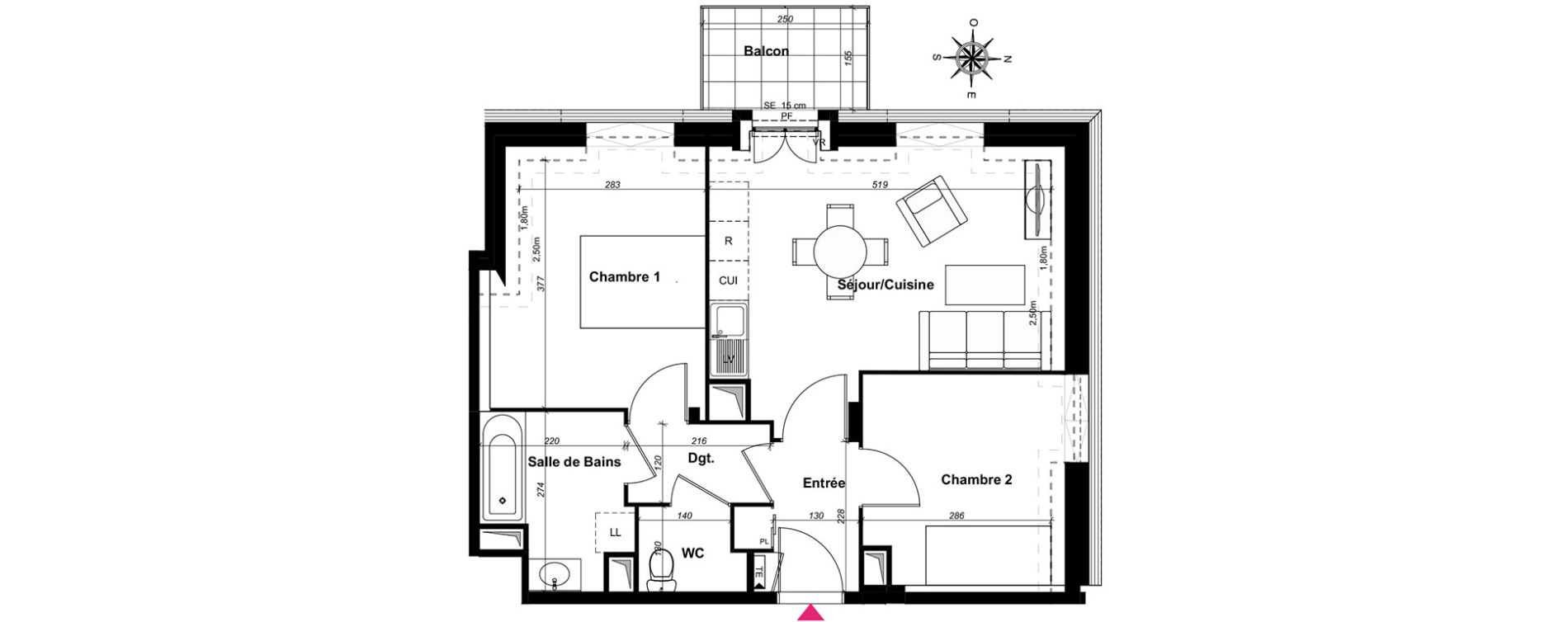 Appartement T3 de 53,94 m2 au Blanc-Mesnil Centre