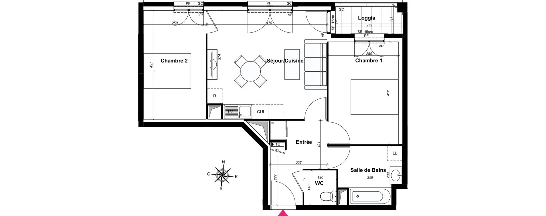 Appartement T3 de 56,82 m2 au Blanc-Mesnil Centre