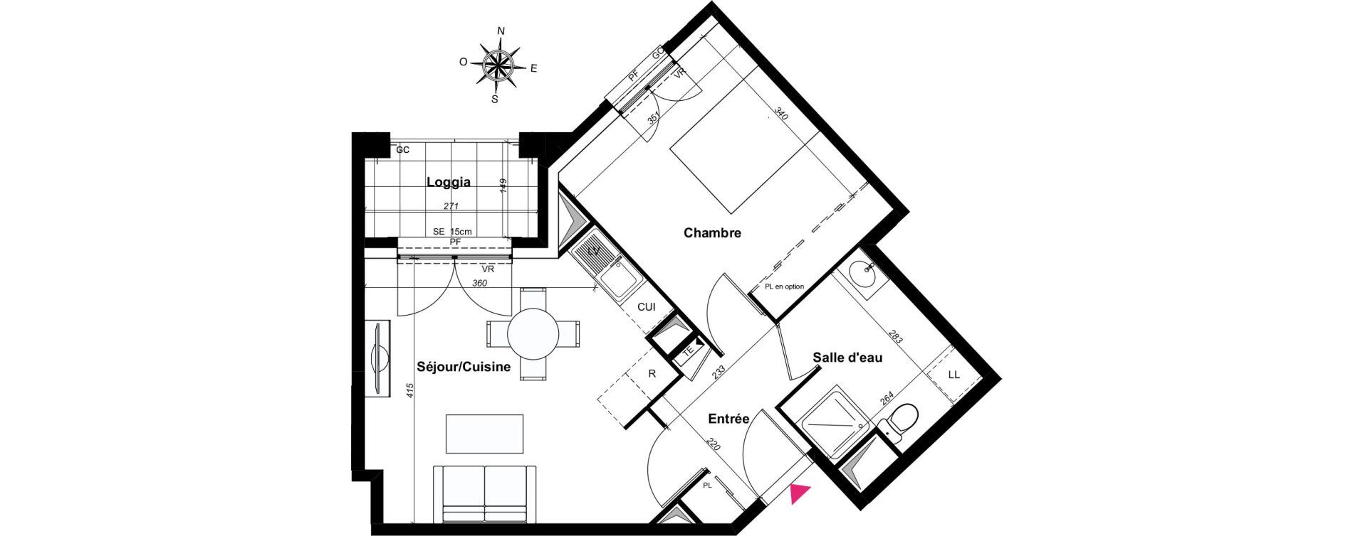 Appartement T2 de 44,15 m2 au Blanc-Mesnil Centre
