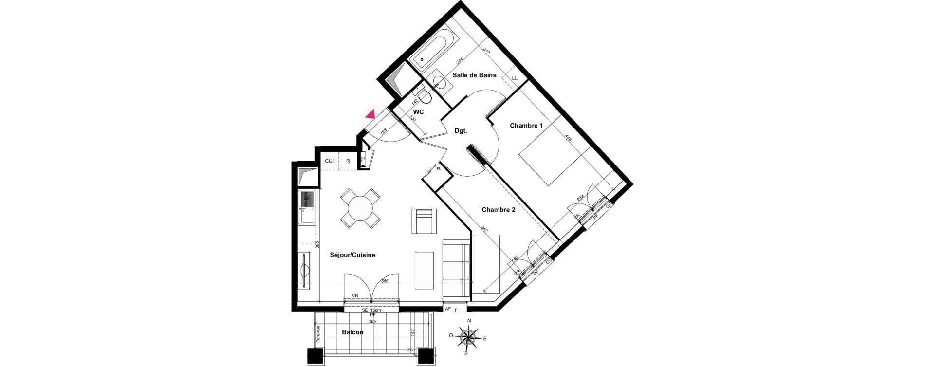Appartement T3 de 59,00 m2 au Blanc-Mesnil Centre