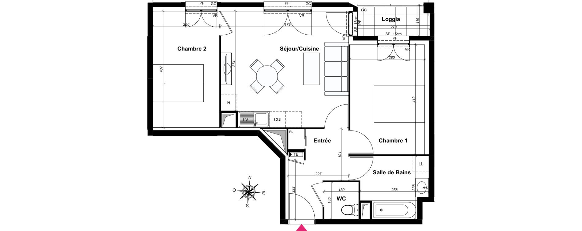 Appartement T3 de 56,82 m2 au Blanc-Mesnil Centre