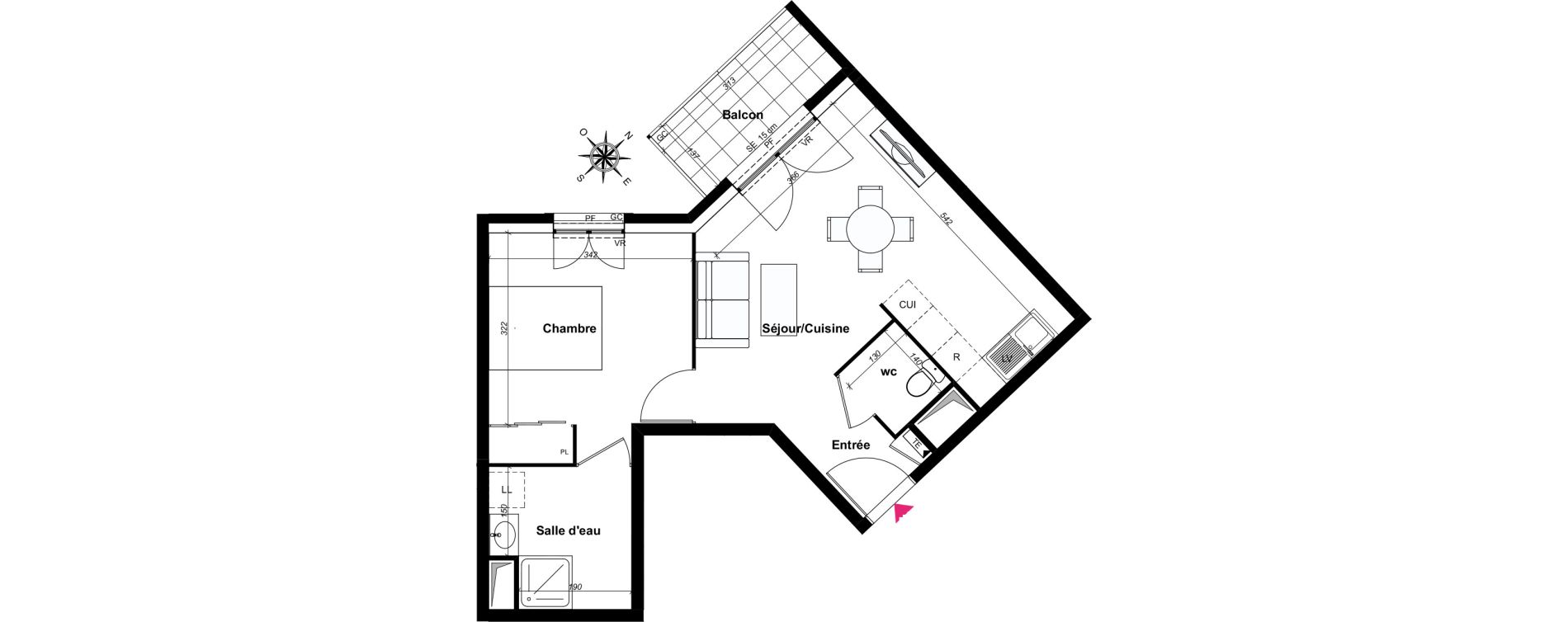 Appartement T2 de 43,51 m2 au Blanc-Mesnil Centre