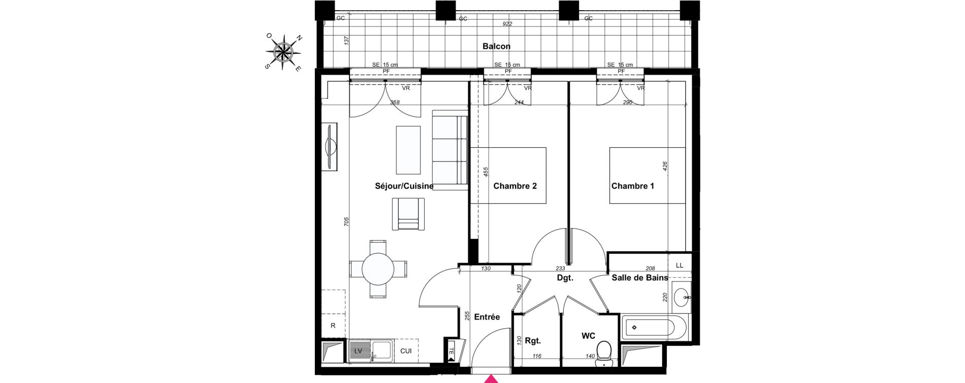 Appartement T3 de 62,22 m2 au Blanc-Mesnil Centre
