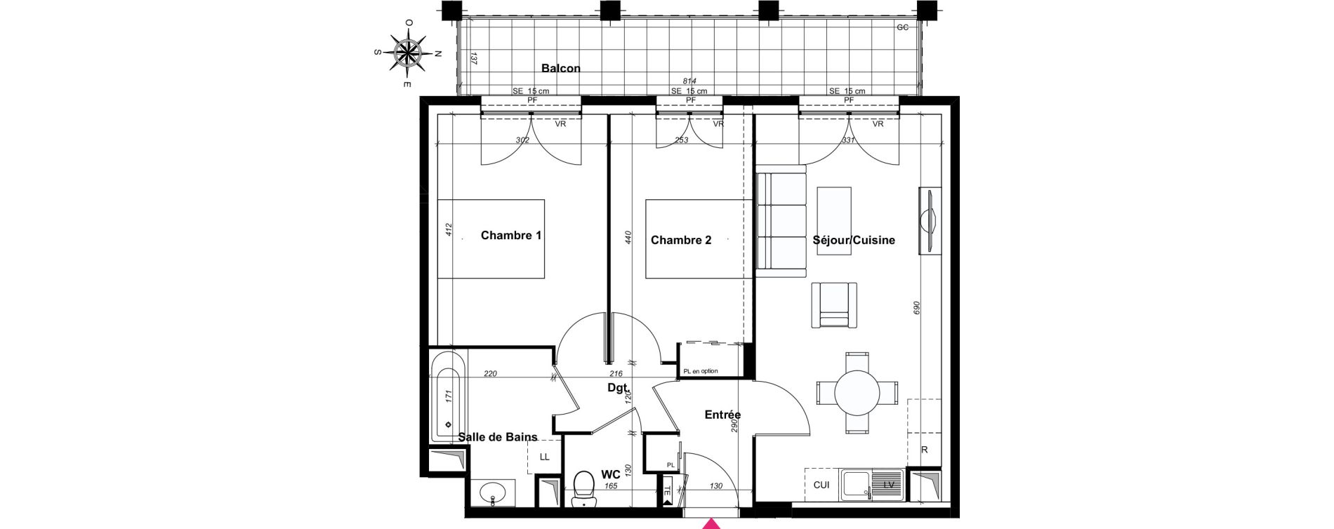Appartement T3 de 59,93 m2 au Blanc-Mesnil Centre