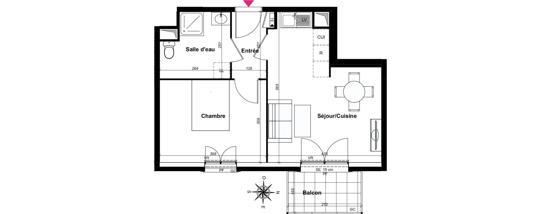 Appartement T2 de 40,87 m2 au Blanc-Mesnil Centre