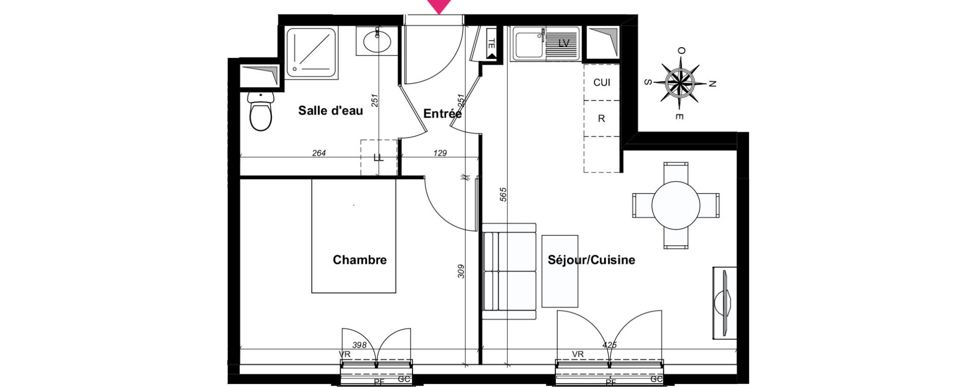 Appartement T2 de 40,87 m2 au Blanc-Mesnil Centre