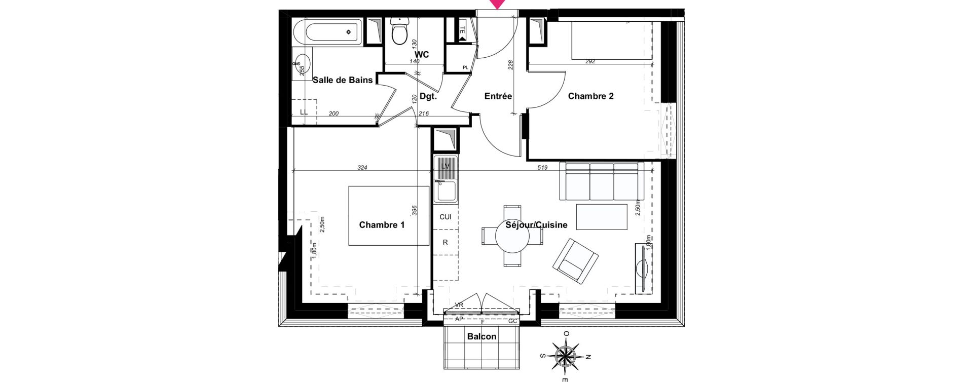 Appartement T3 de 54,64 m2 au Blanc-Mesnil Centre