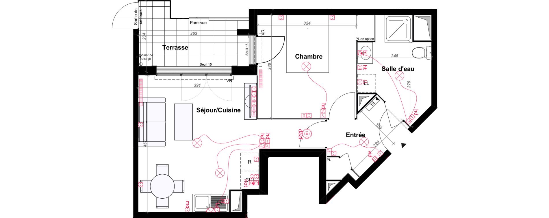 Appartement T2 de 41,46 m2 au Blanc-Mesnil Centre
