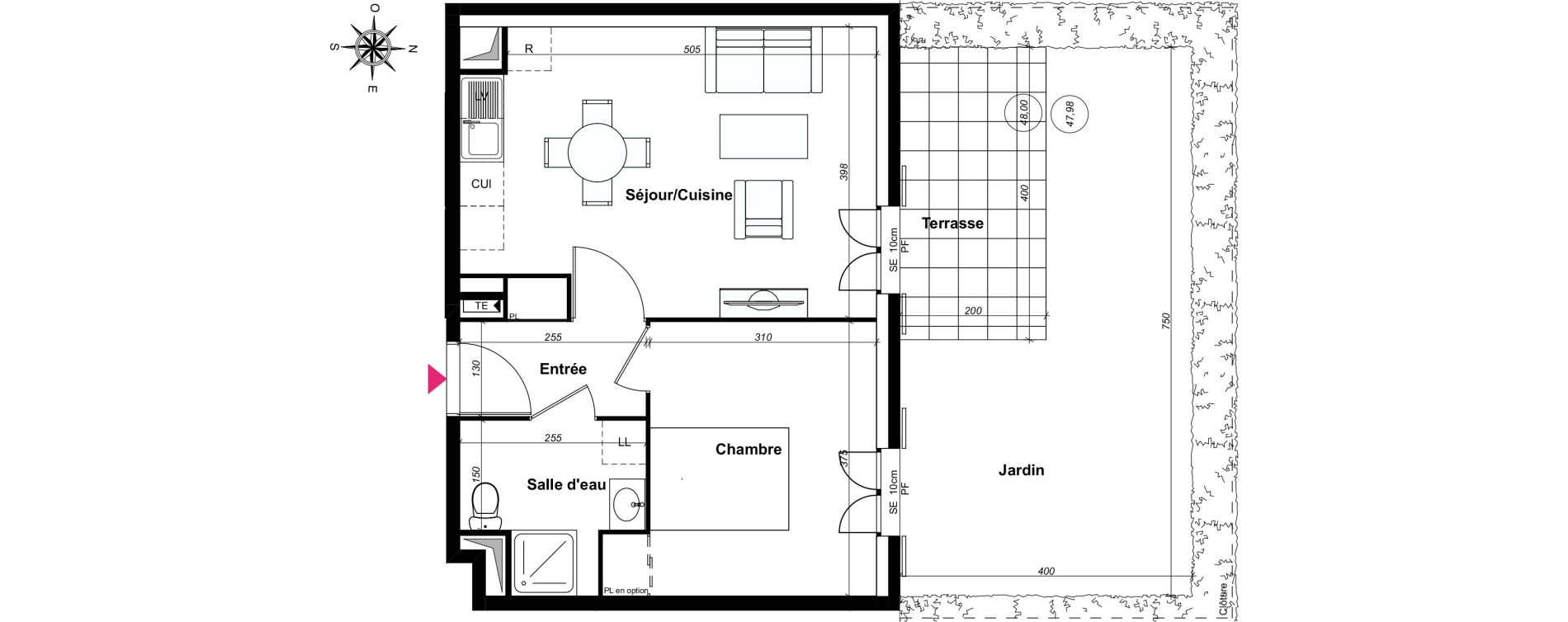 Appartement T2 de 42,96 m2 au Blanc-Mesnil Centre