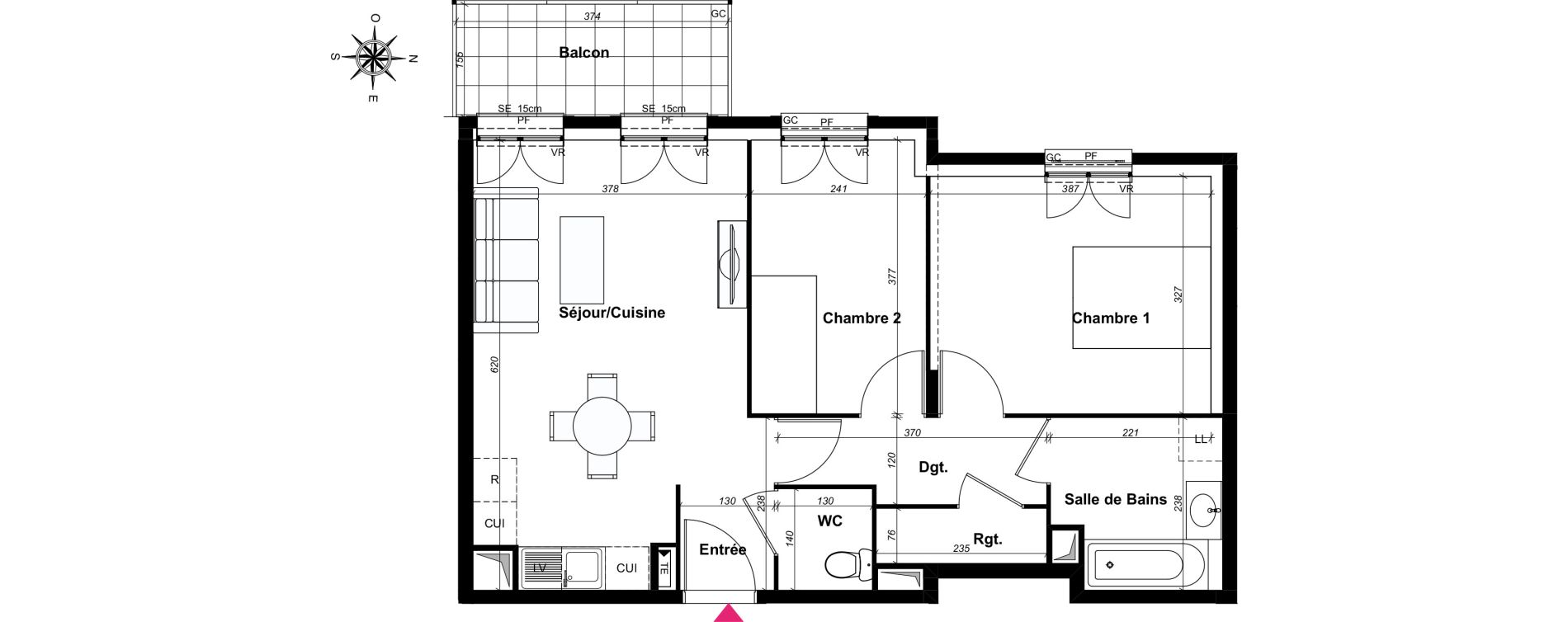 Appartement T3 de 58,87 m2 au Blanc-Mesnil Centre