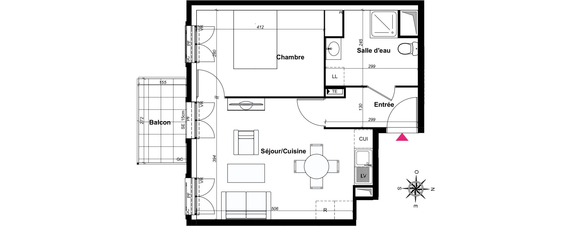 Appartement T2 de 42,76 m2 au Blanc-Mesnil Centre