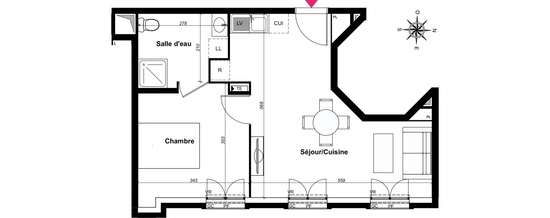 Appartement T2 de 42,11 m2 au Blanc-Mesnil Centre