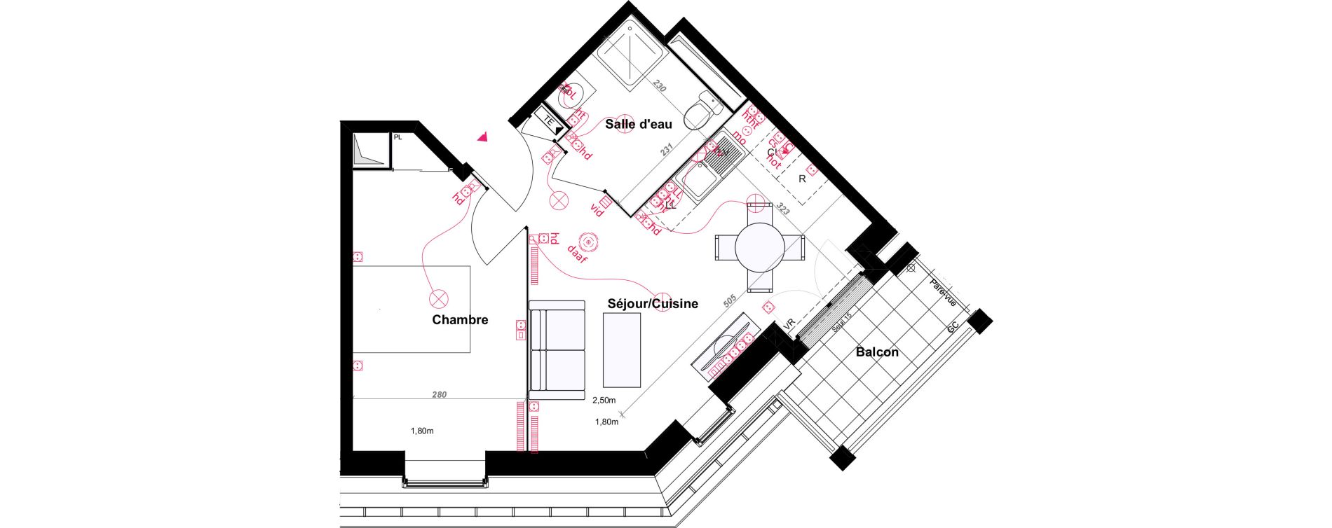 Appartement T2 de 35,53 m2 au Blanc-Mesnil Centre