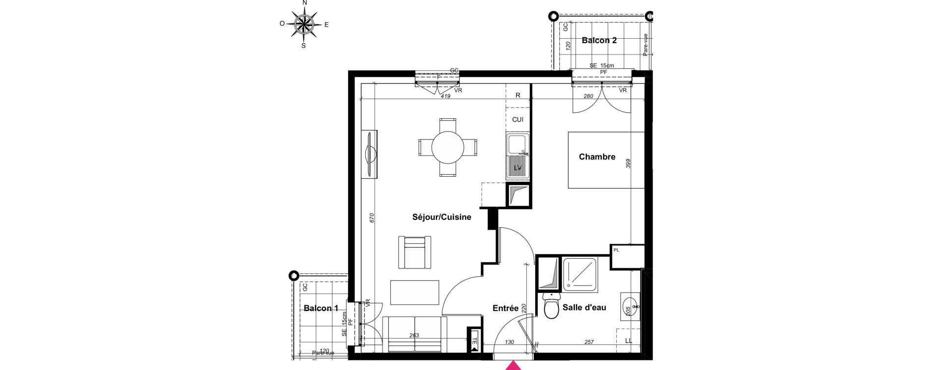 Appartement T2 de 45,73 m2 au Blanc-Mesnil Centre