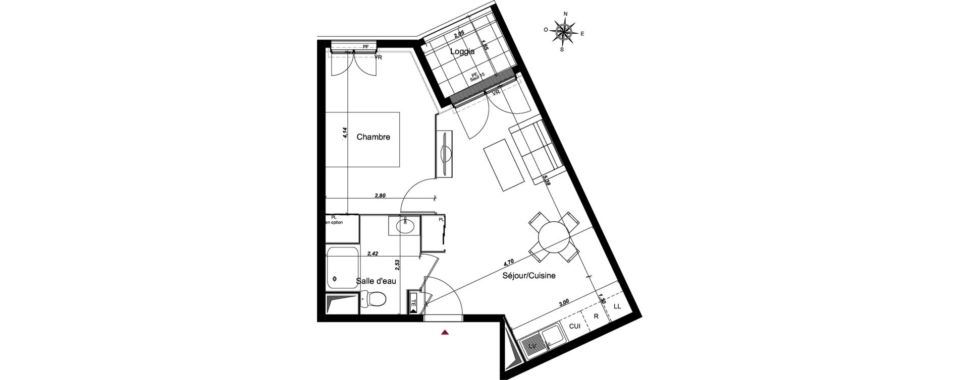 Appartement T2 de 40,36 m2 au Blanc-Mesnil Centre