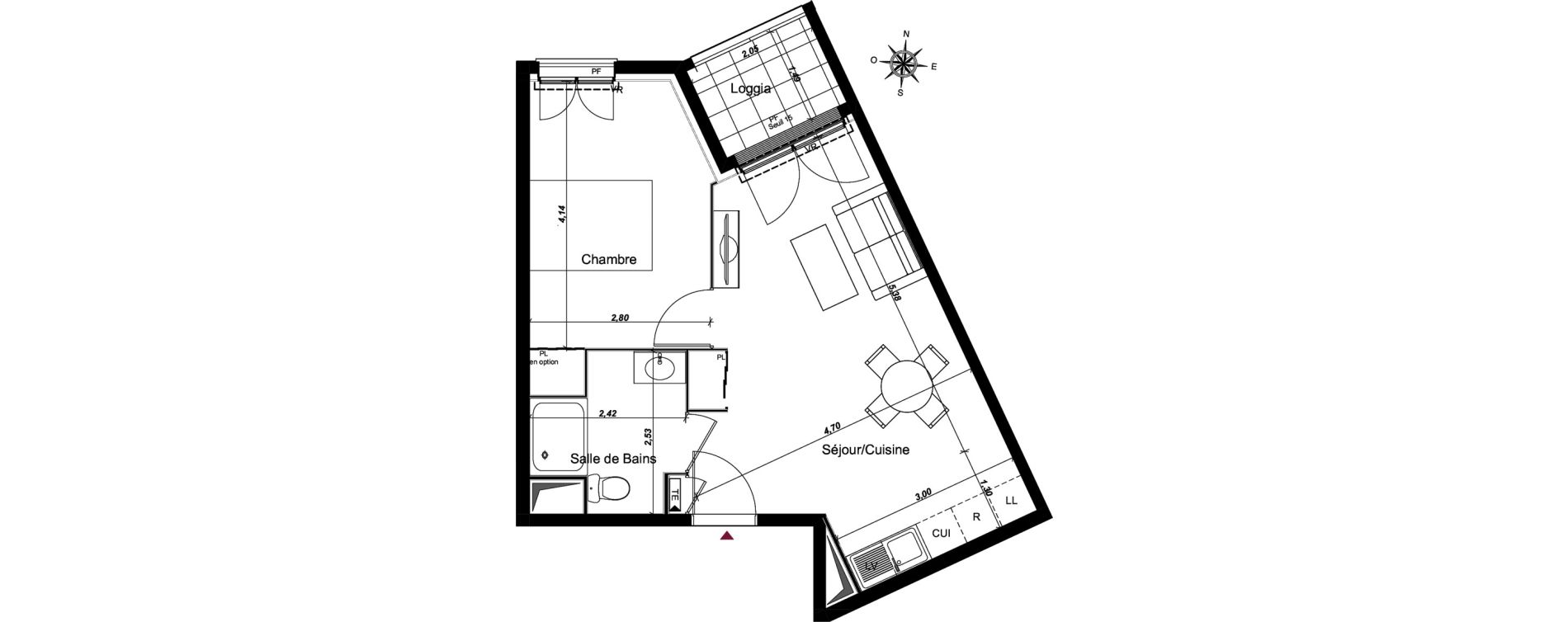 Appartement T2 de 40,36 m2 au Blanc-Mesnil Centre
