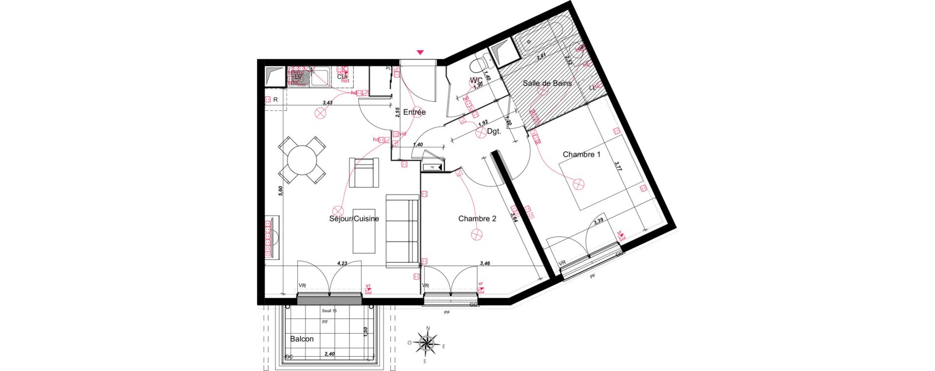 Appartement T3 de 59,63 m2 au Blanc-Mesnil Centre