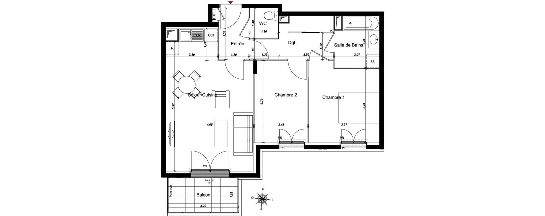 Appartement T3 de 60,68 m2 au Blanc-Mesnil Centre