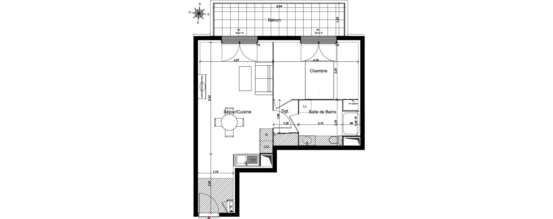 Appartement T2 de 46,44 m2 au Blanc-Mesnil Centre