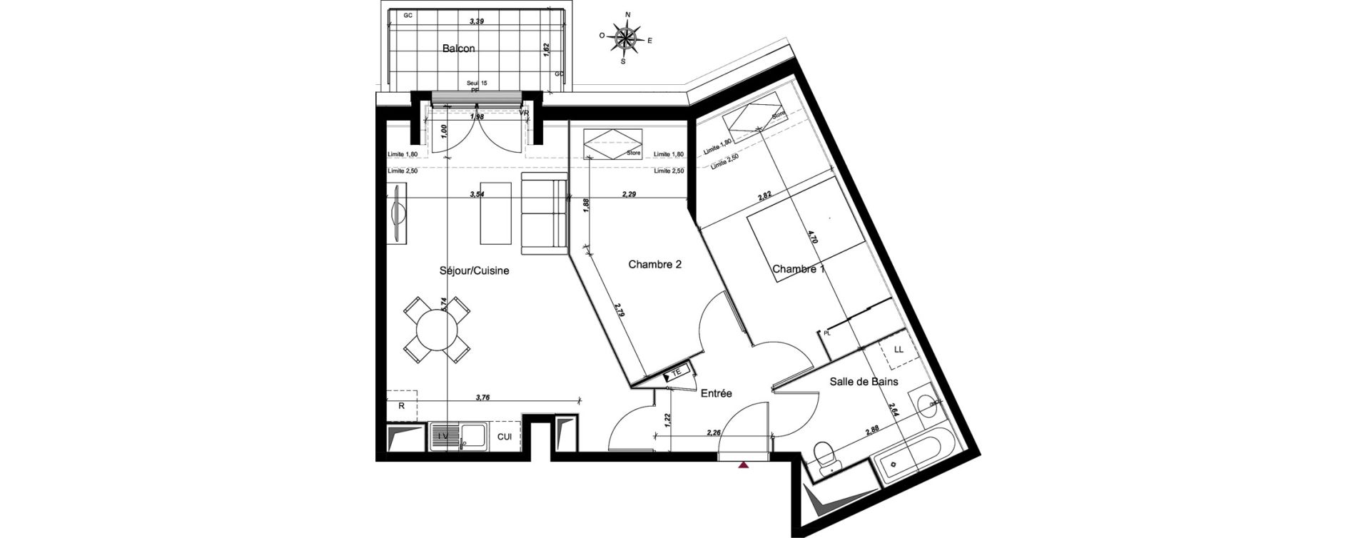 Appartement T3 de 58,65 m2 au Blanc-Mesnil Centre