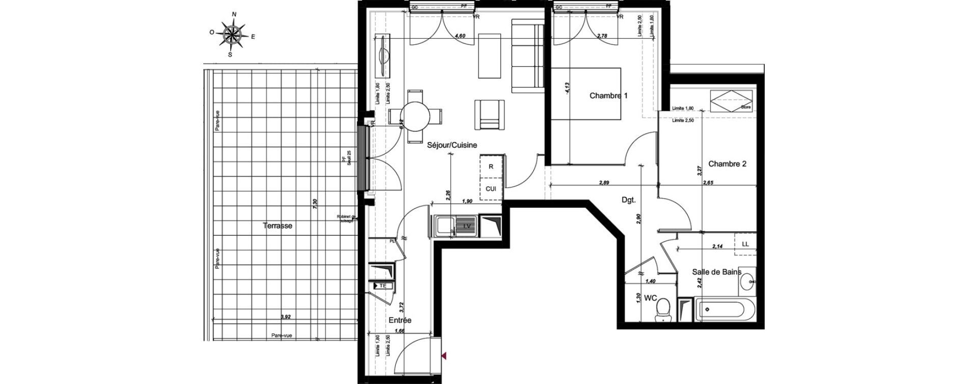 Appartement T3 de 64,44 m2 au Blanc-Mesnil Centre