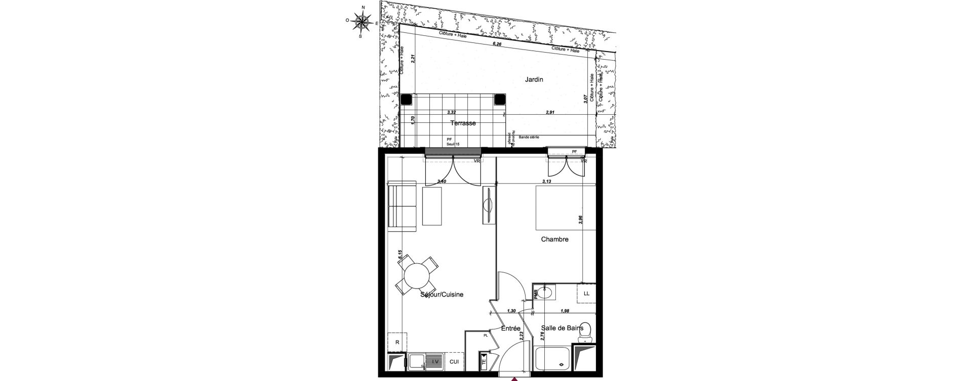 Appartement T2 de 42,29 m2 au Blanc-Mesnil Centre