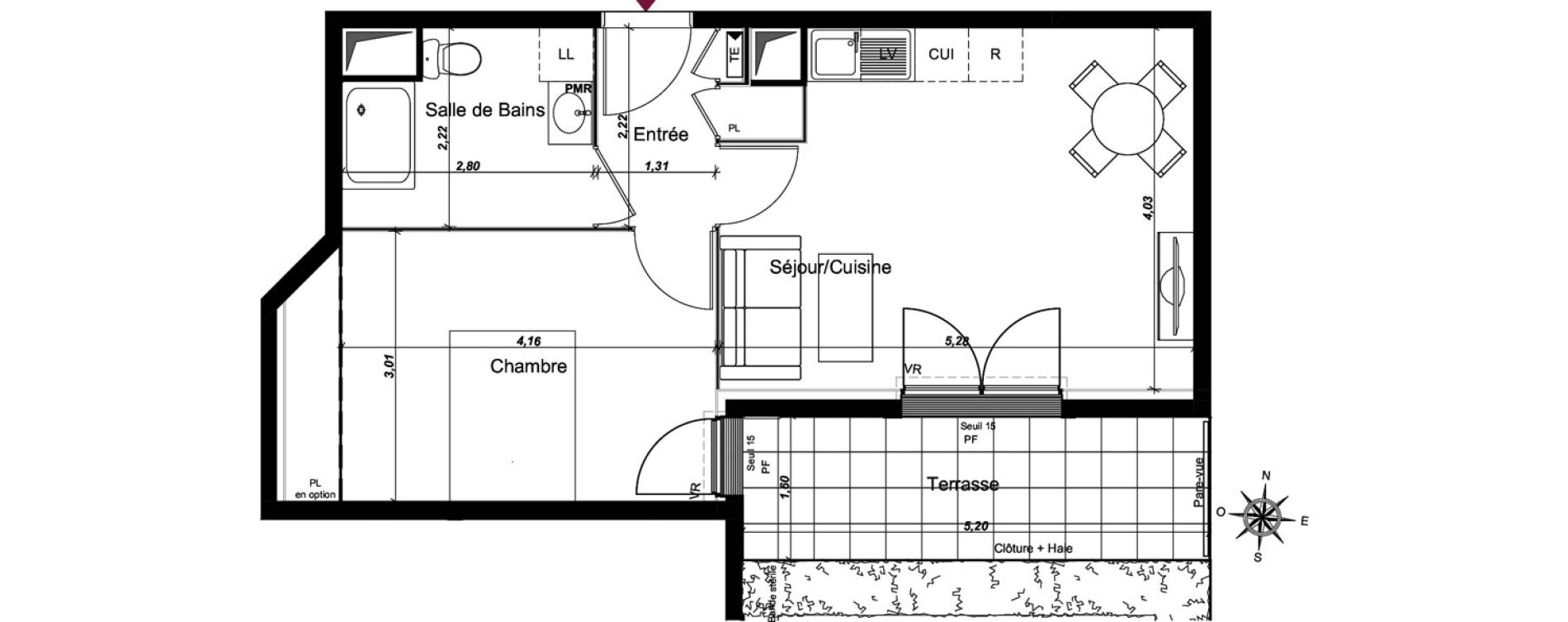 Appartement T2 de 43,33 m2 au Blanc-Mesnil Centre