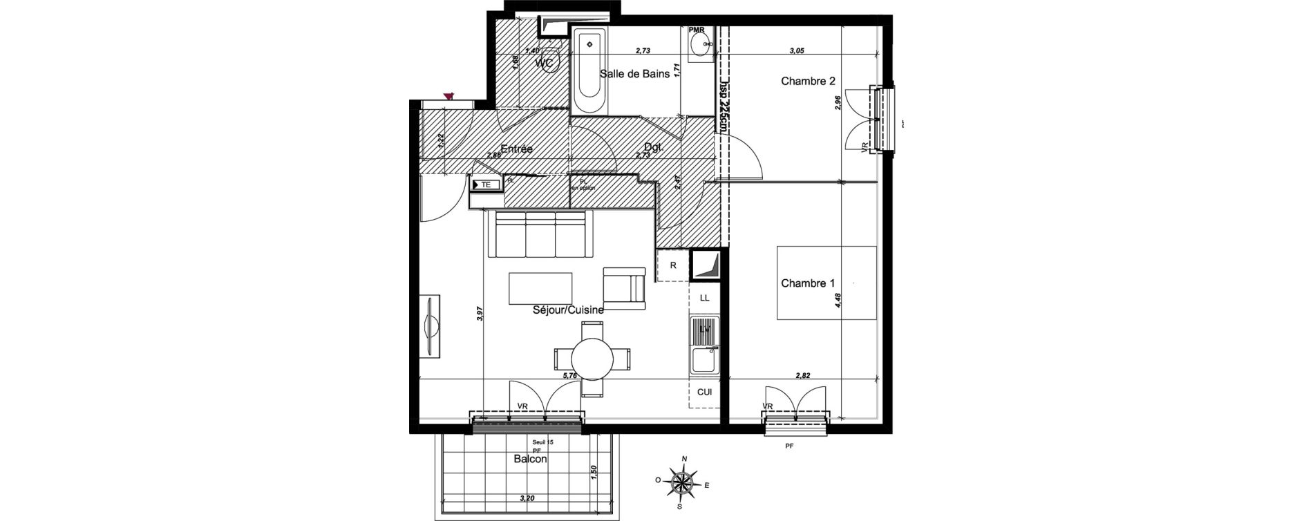 Appartement T3 de 60,44 m2 au Blanc-Mesnil Centre
