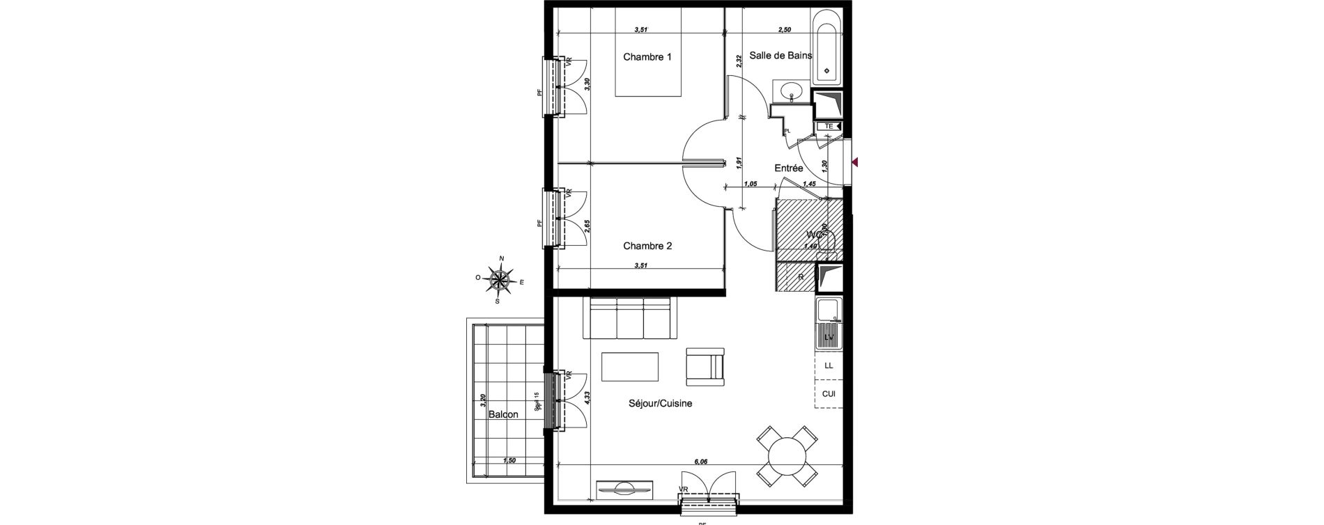 Appartement T3 de 60,93 m2 au Blanc-Mesnil Centre
