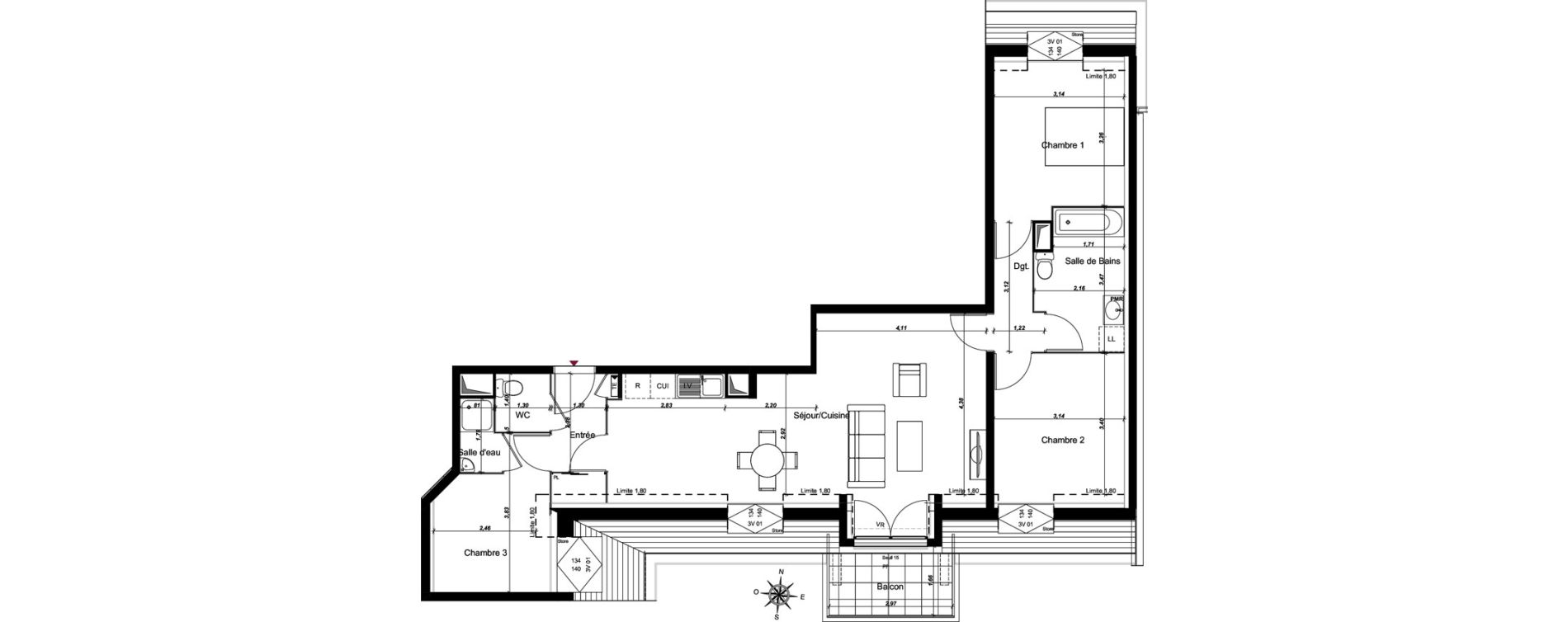 Appartement T4 de 83,01 m2 au Blanc-Mesnil Centre