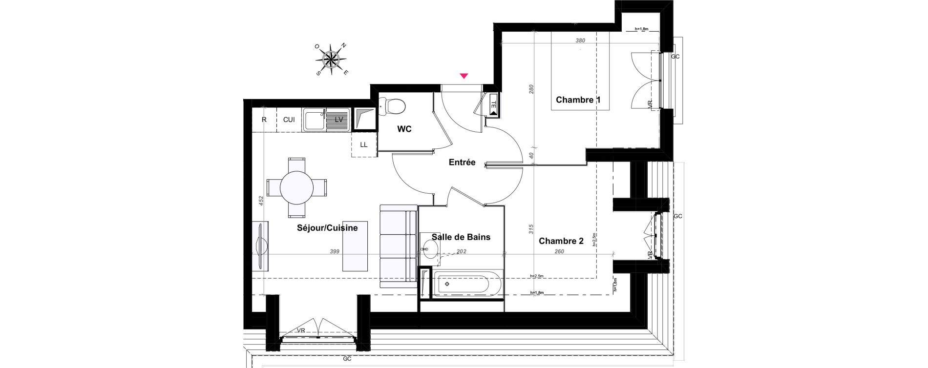 Appartement T3 de 50,00 m2 au Blanc-Mesnil Centre