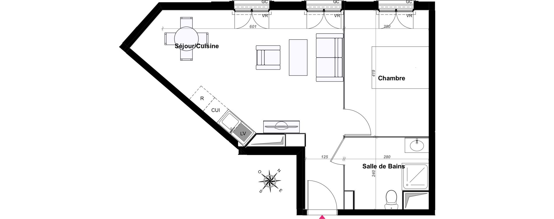Appartement T2 de 44,94 m2 au Blanc-Mesnil Centre