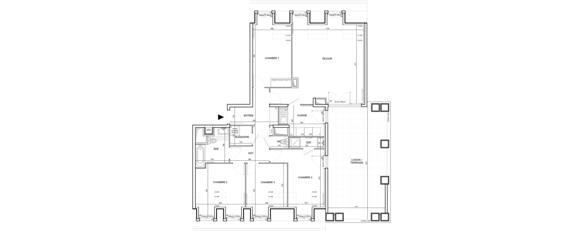 Appartement T5 de 106,38 m2 au Blanc-Mesnil Gare