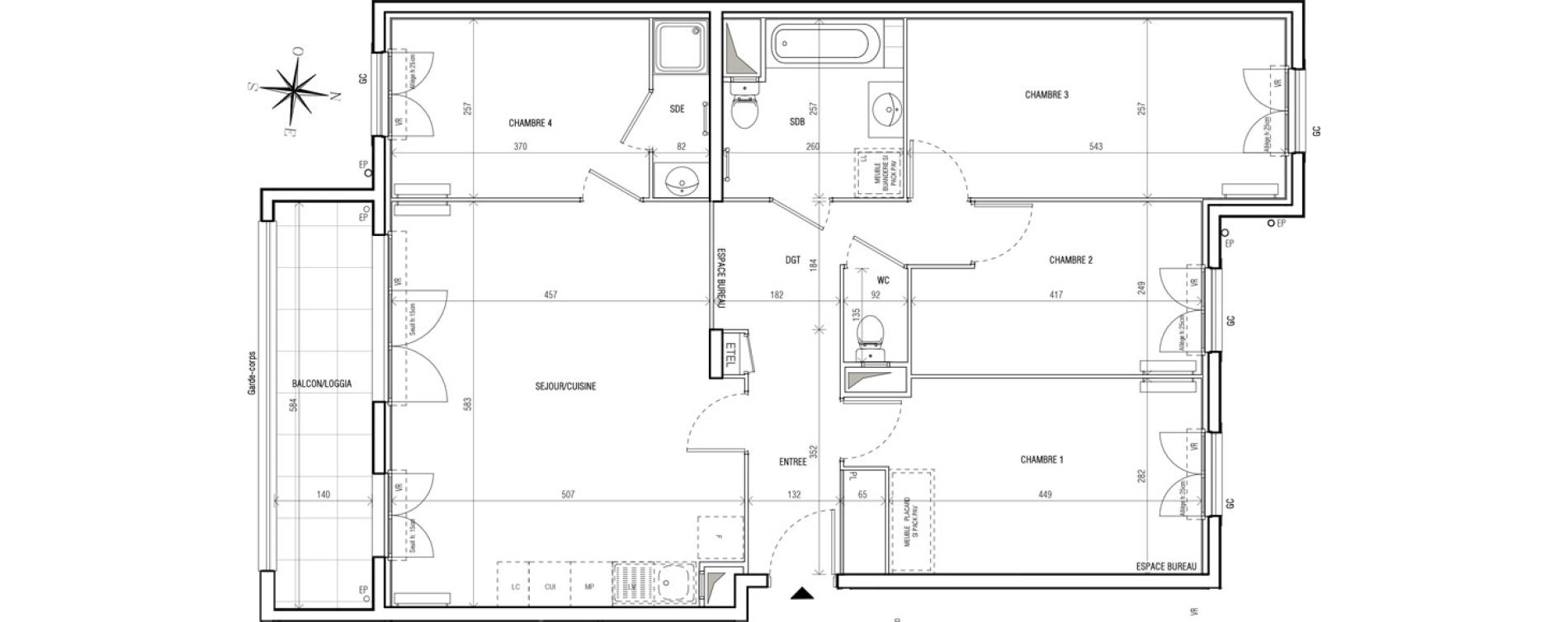 Appartement T5 de 94,22 m2 au Blanc-Mesnil Centre