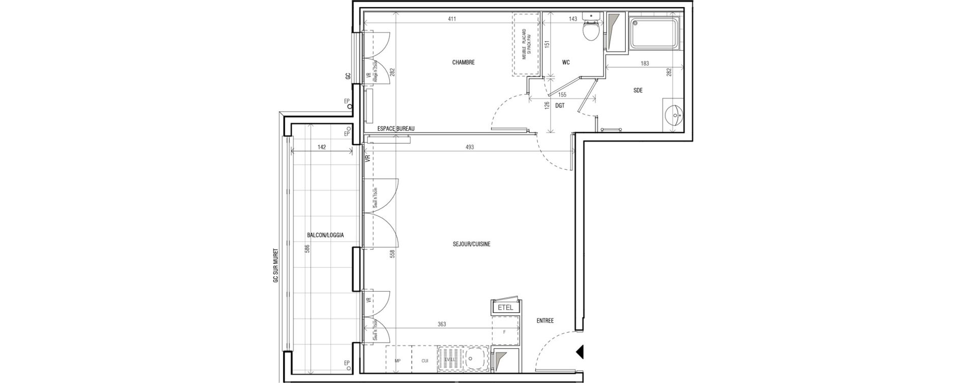 Appartement T2 de 46,90 m2 au Blanc-Mesnil Centre