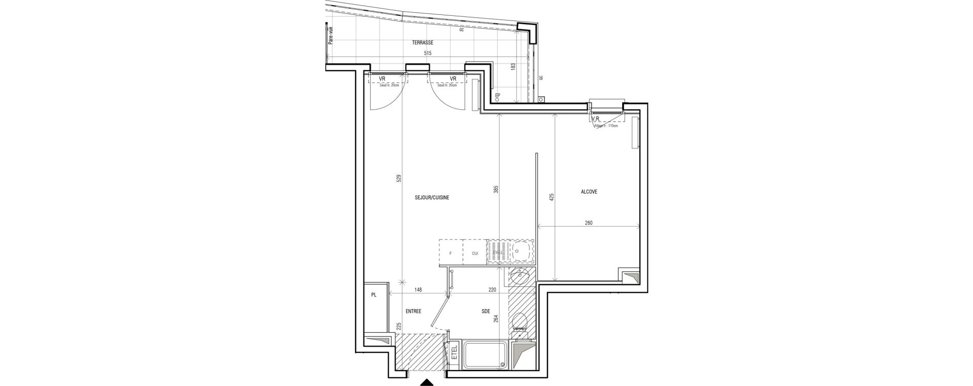 Appartement T2 de 40,56 m2 au Blanc-Mesnil Centre