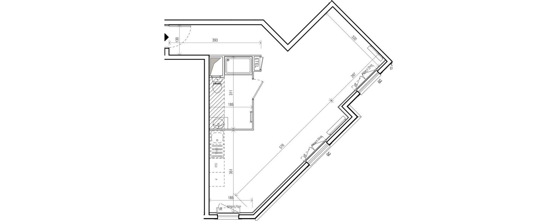 Appartement T1 de 42,05 m2 au Blanc-Mesnil Centre