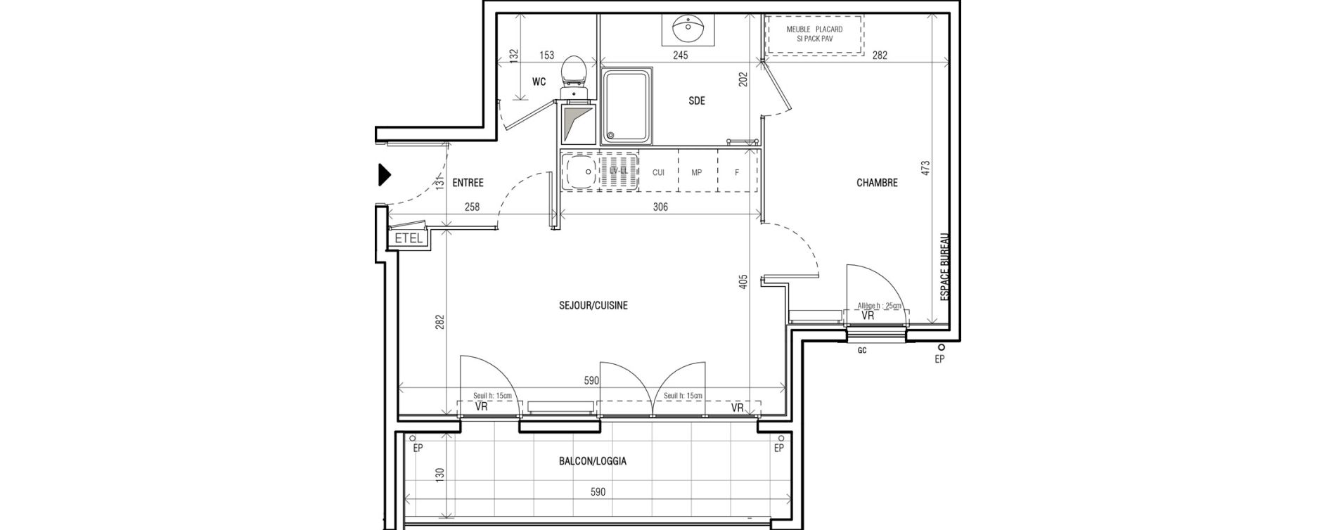 Appartement T2 de 43,90 m2 au Blanc-Mesnil Centre