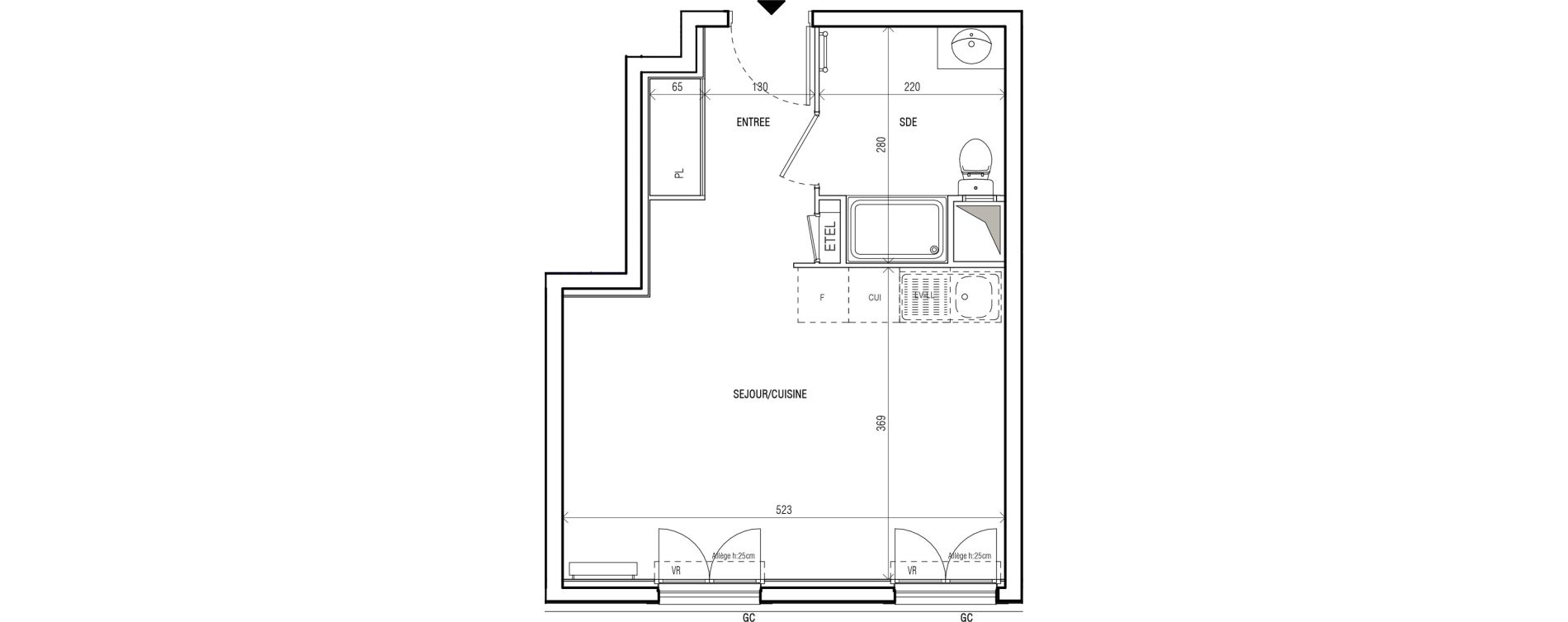 Appartement T1 de 29,41 m2 au Blanc-Mesnil Centre