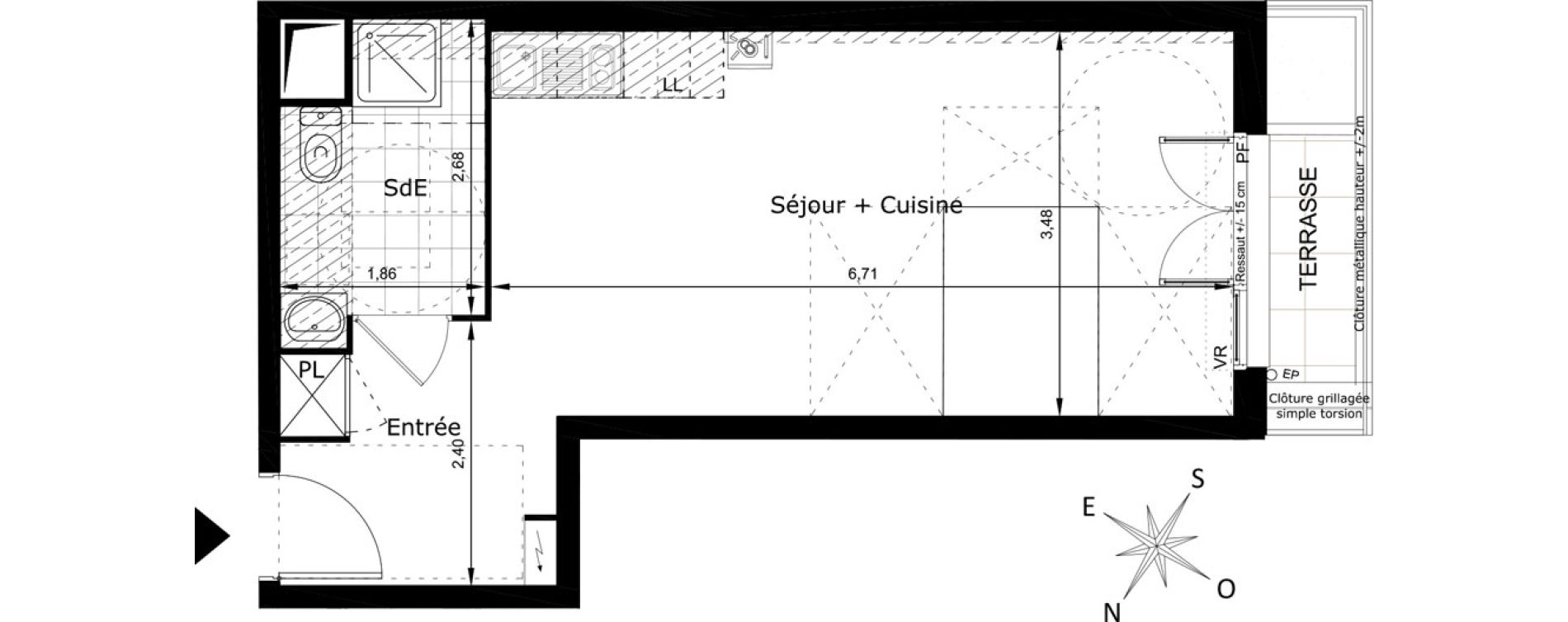 Appartement T1 de 33,11 m2 au Blanc-Mesnil Centre