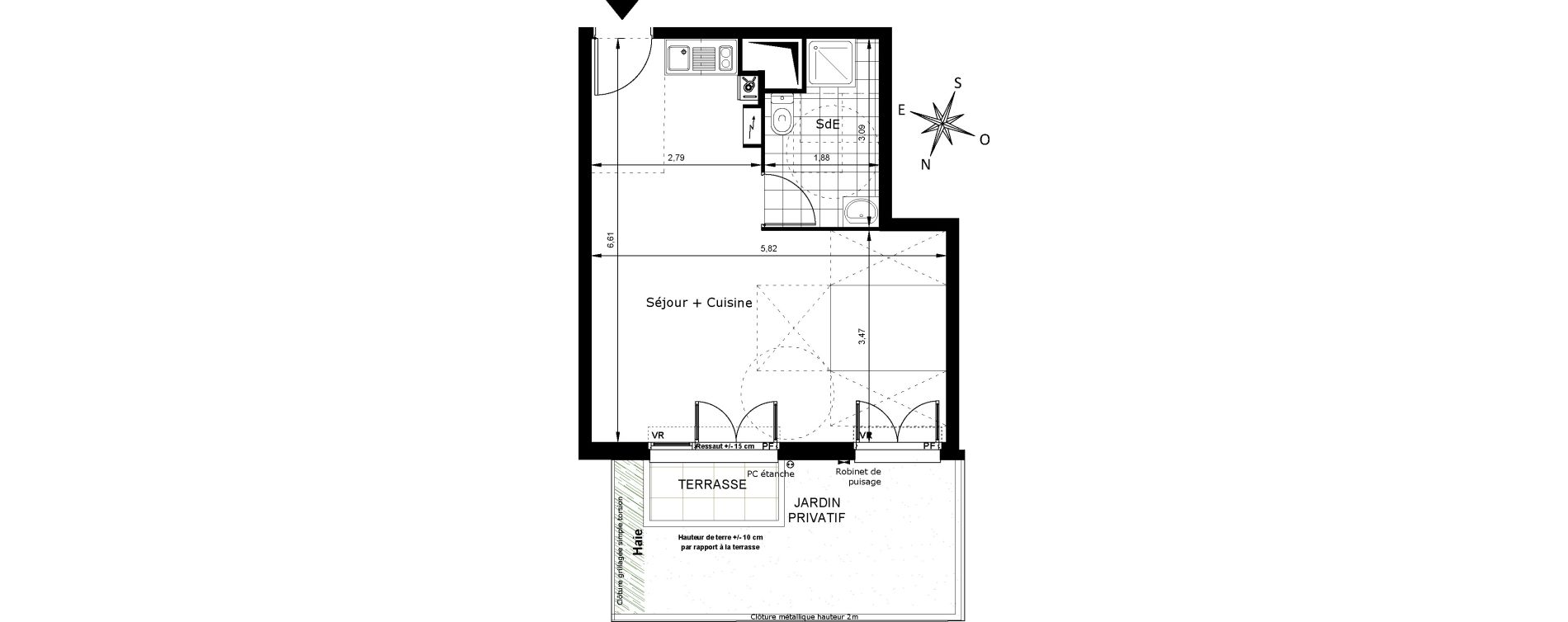 Appartement T1 de 33,68 m2 au Blanc-Mesnil Centre