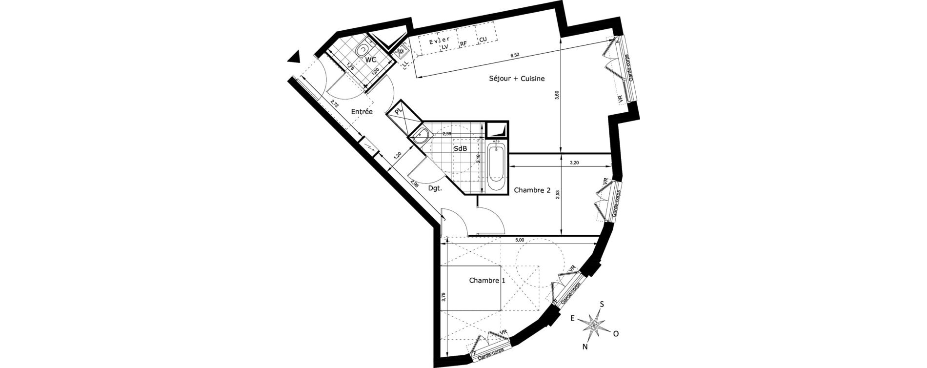 Appartement T3 de 62,87 m2 au Blanc-Mesnil Centre