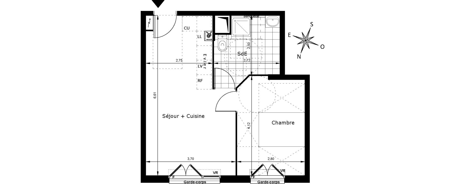 Appartement T2 de 39,31 m2 au Blanc-Mesnil Centre
