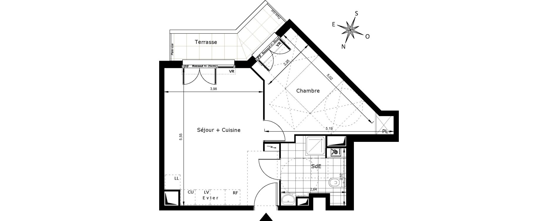 Appartement T2 de 43,62 m2 au Blanc-Mesnil Centre